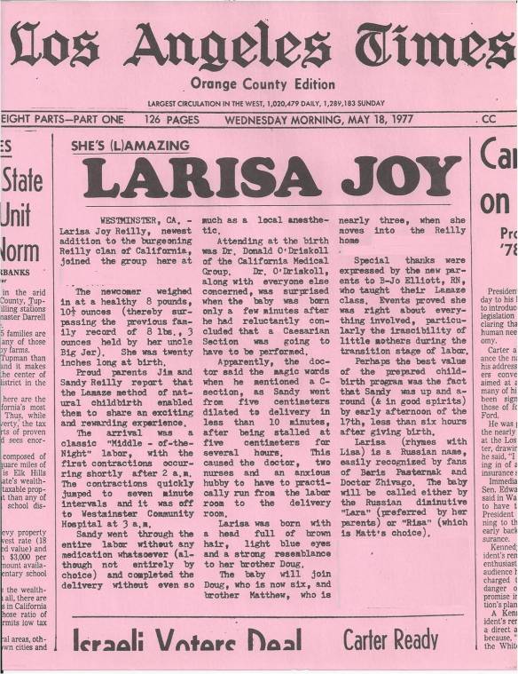 Reilly Larisa Birth Announcement redacted