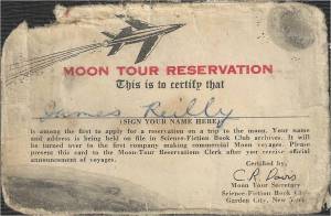 Science-Fiction Book Club Moon Tour Reservation Card