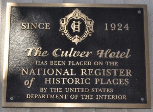 Culver Hotel National Register of Historic Places Placque